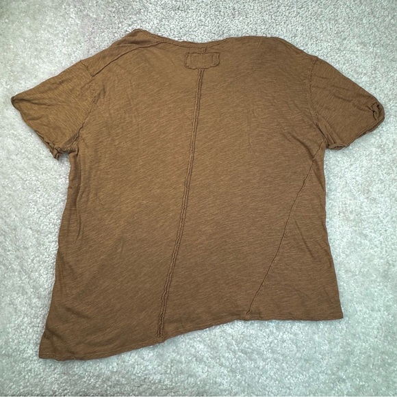 We The Free People Linen Blend Asymmetrical granola Slub Knit Top Casual Larg - Picture 2 of 9